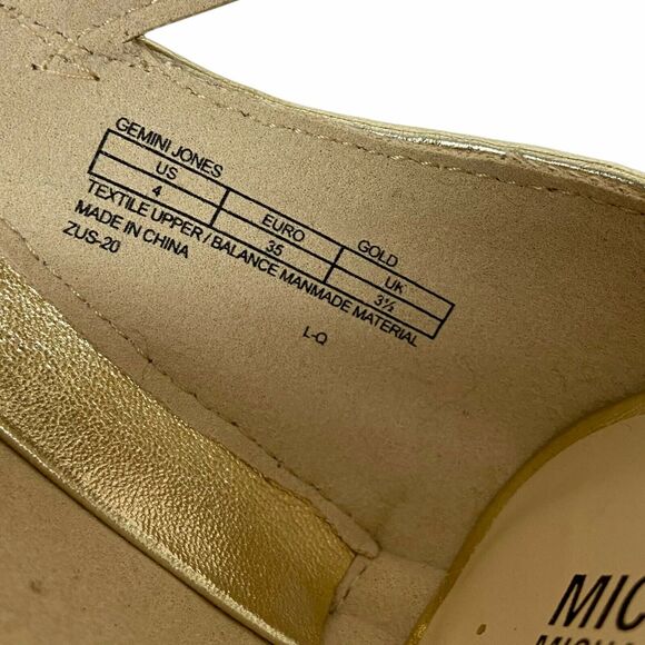 Michael Kors Sandals Metallic Gold Sparkle Women's Gemini Jones Ankle Strap sz 4 - Picture 9 of 16